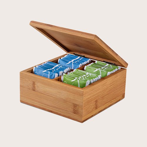 Caja de té con 4 compartimentos