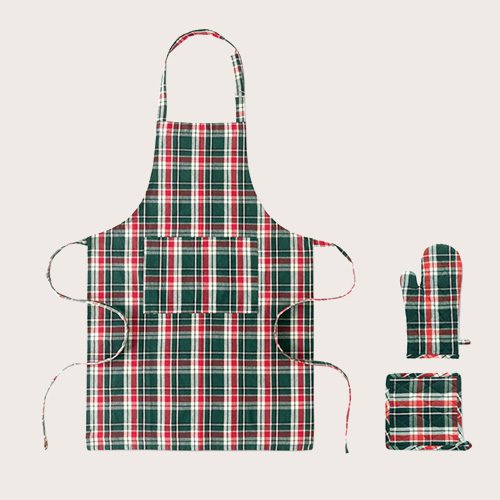 Delantal, manopla y agarrador de cocina
